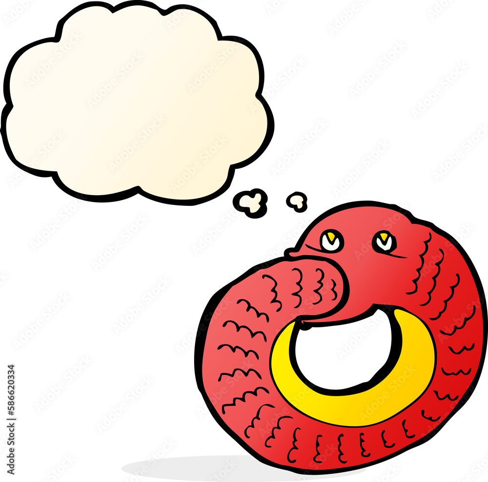 cartoon snake eating own tail with thought bubble cartoon snake eating own tail with thought bubble