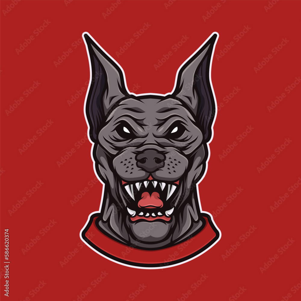 Angry dog head graphic object Angry dog head graphic object