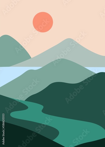 landscape with mountains and sea © Sergey