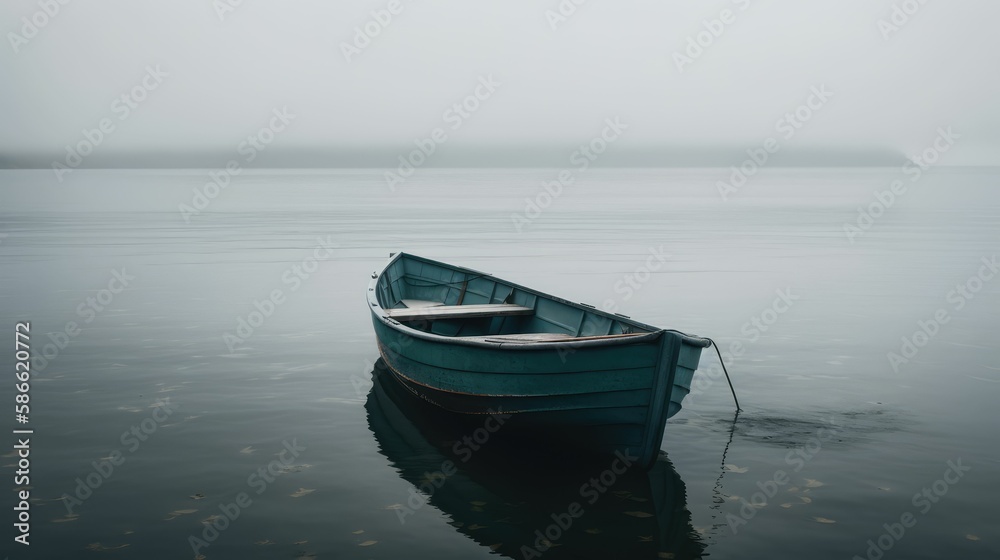 Naklejka premium a beautiful boat on the sea hyper-realistic, generative AI