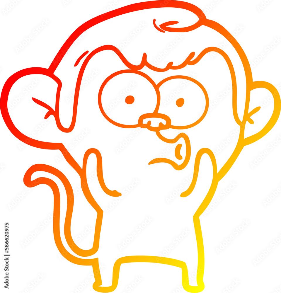 warm gradient line drawing cartoon hooting monkey warm gradient line drawing cartoon hooting monkey