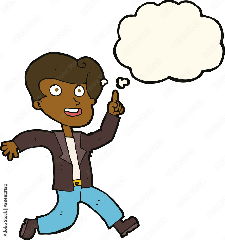 cartoon man with great idea with thought bubble cartoon man with great idea with thought bubble