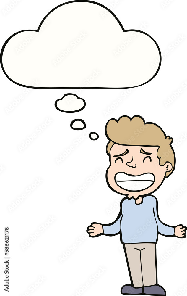 cartoon boy shrugging and thought bubble cartoon boy shrugging and thought bubble
