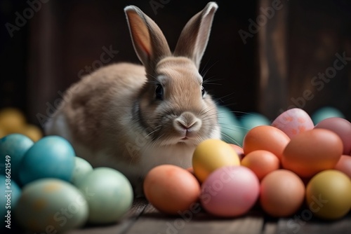easter bunny with eggs © fadi