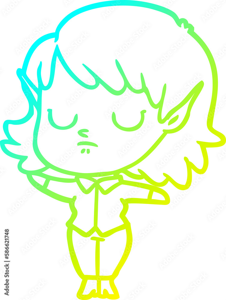 cold gradient line drawing cartoon elf girl cold gradient line drawing cartoon elf girl