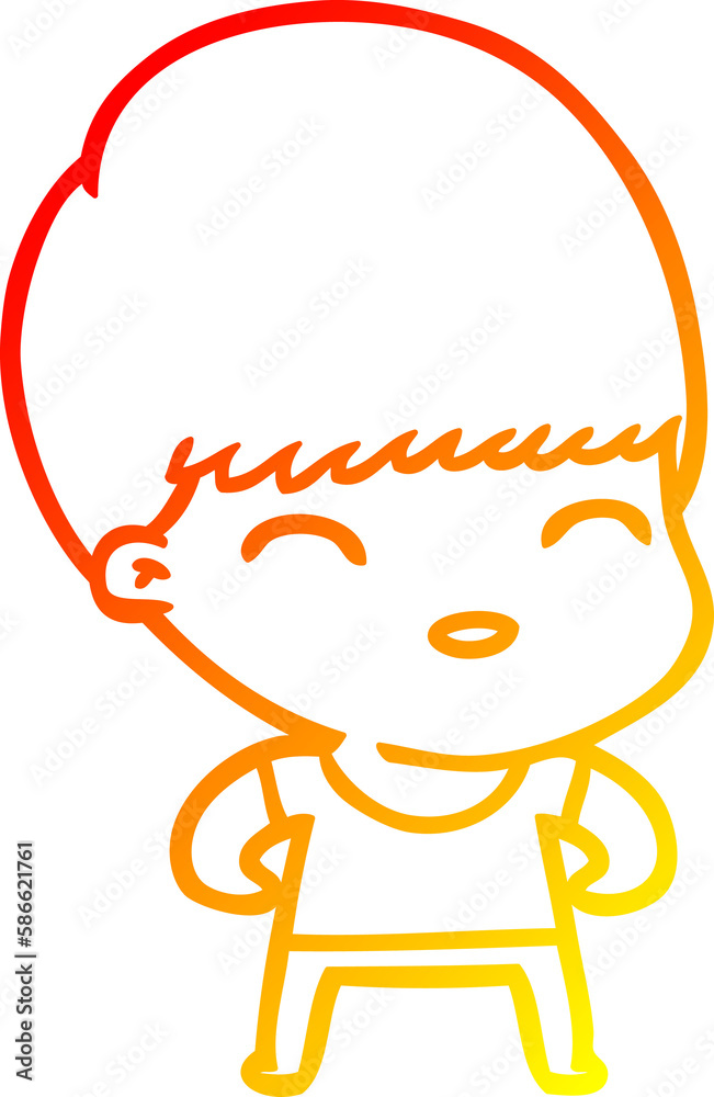 warm gradient line drawing happy cartoon boy warm gradient line drawing happy cartoon boy