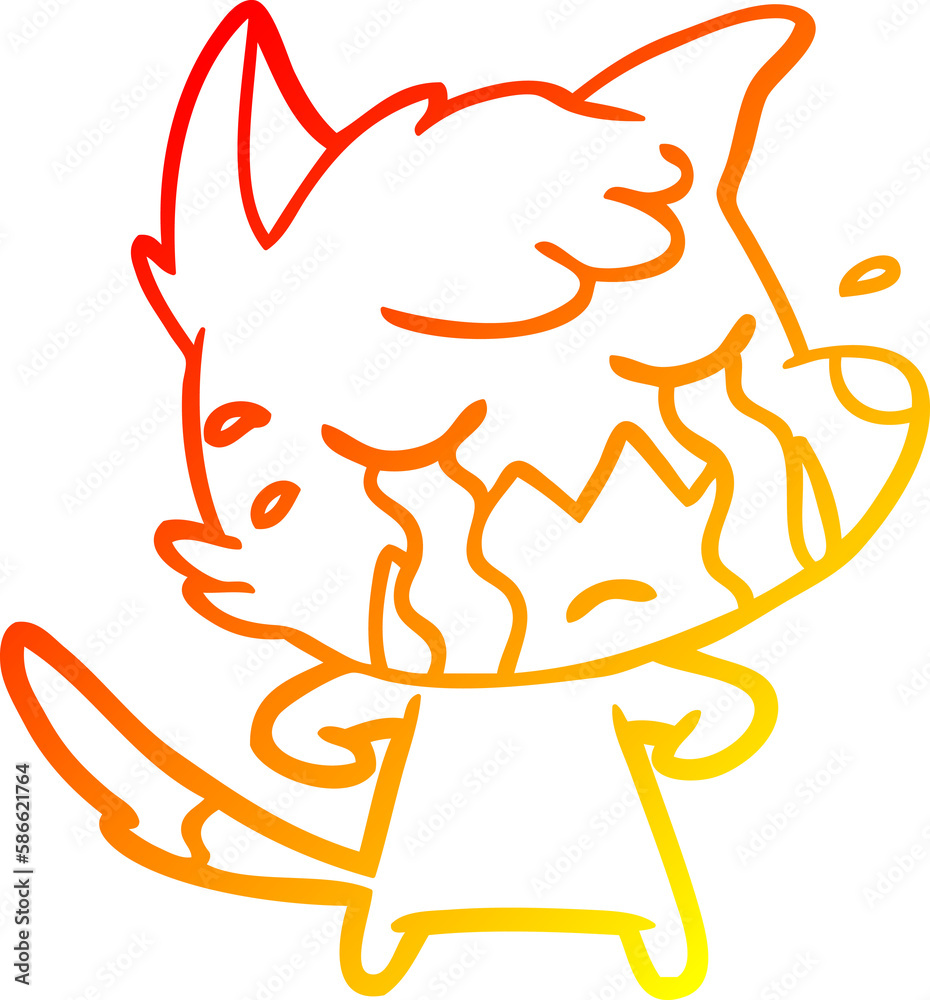 warm gradient line drawing crying fox cartoon warm gradient line drawing crying fox cartoon