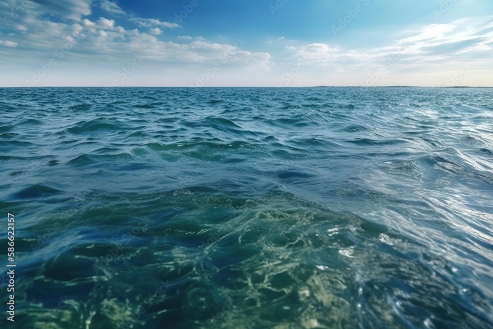 photo of water in a wide ocean with little waves with cloud