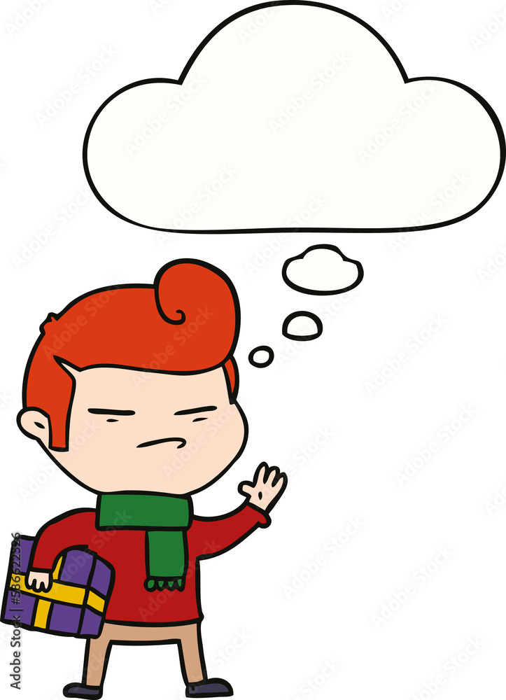 cartoon cool guy with fashion hair cut and thought bubble cartoon cool guy with fashion hair cut and thought bubble