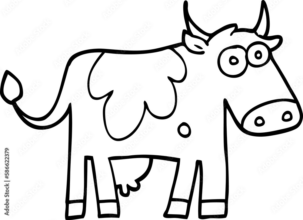 Fototapeta premium line drawing cartoon farm cow
