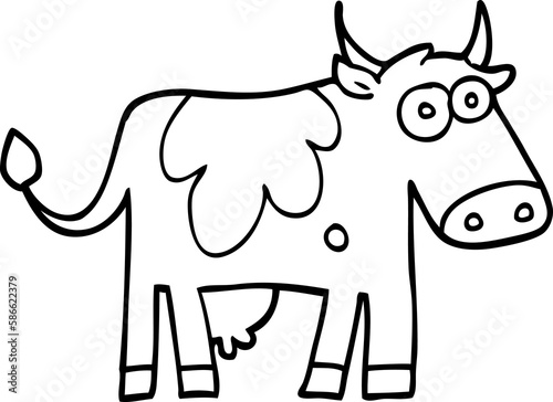 line drawing cartoon farm cow