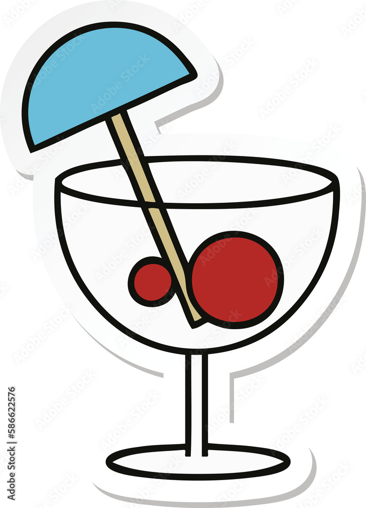 sticker of a cute cartoon fancy cocktail sticker of a cute cartoon fancy cocktail