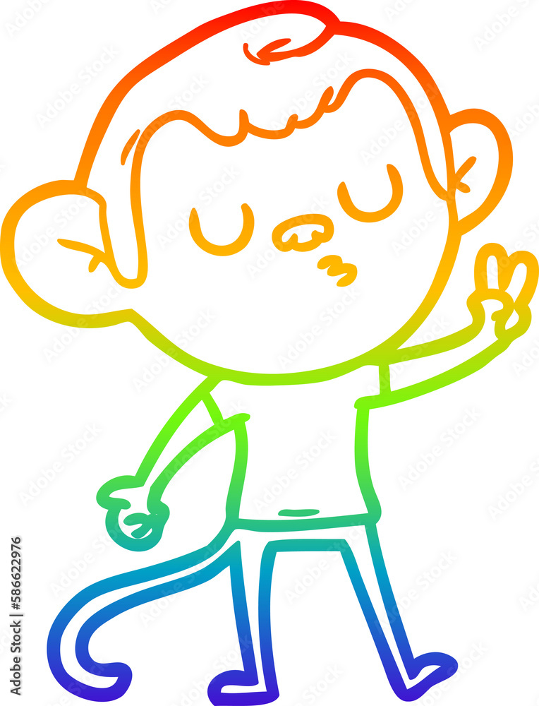 rainbow gradient line drawing cartoon monkey rainbow gradient line drawing cartoon monkey