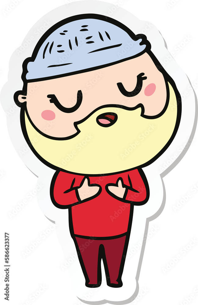 sticker of a cartoon man with beard