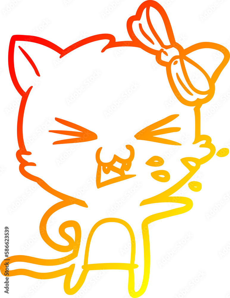 warm gradient line drawing cartoon cat warm gradient line drawing cartoon cat