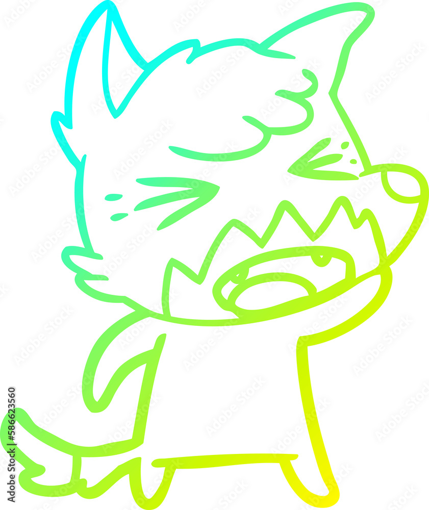 cold gradient line drawing angry cartoon fox cold gradient line drawing angry cartoon fox
