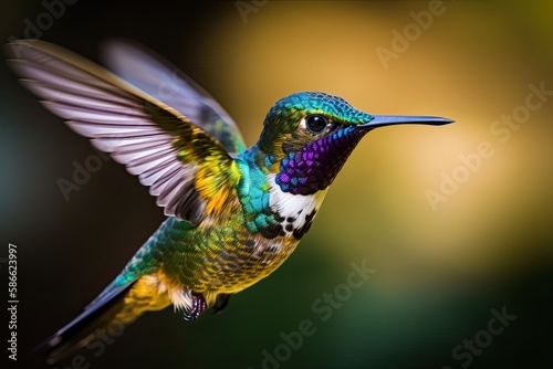 Stunning Hummingbird in Flight: A Closeup of Nature's Flying Masterpiece, Generative AI