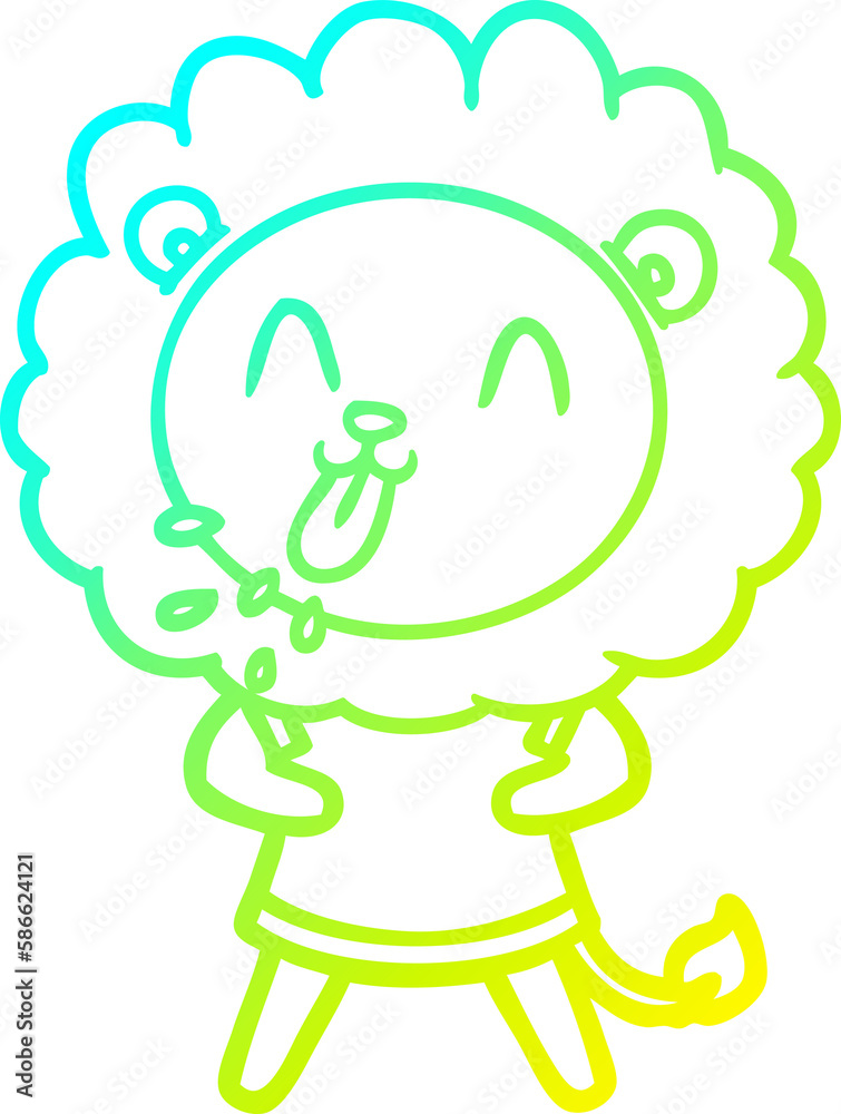 cold gradient line drawing happy cartoon lion cold gradient line drawing happy cartoon lion