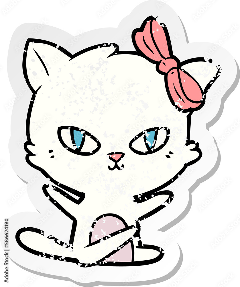 Fototapeta premium distressed sticker of a cute cartoon cat
