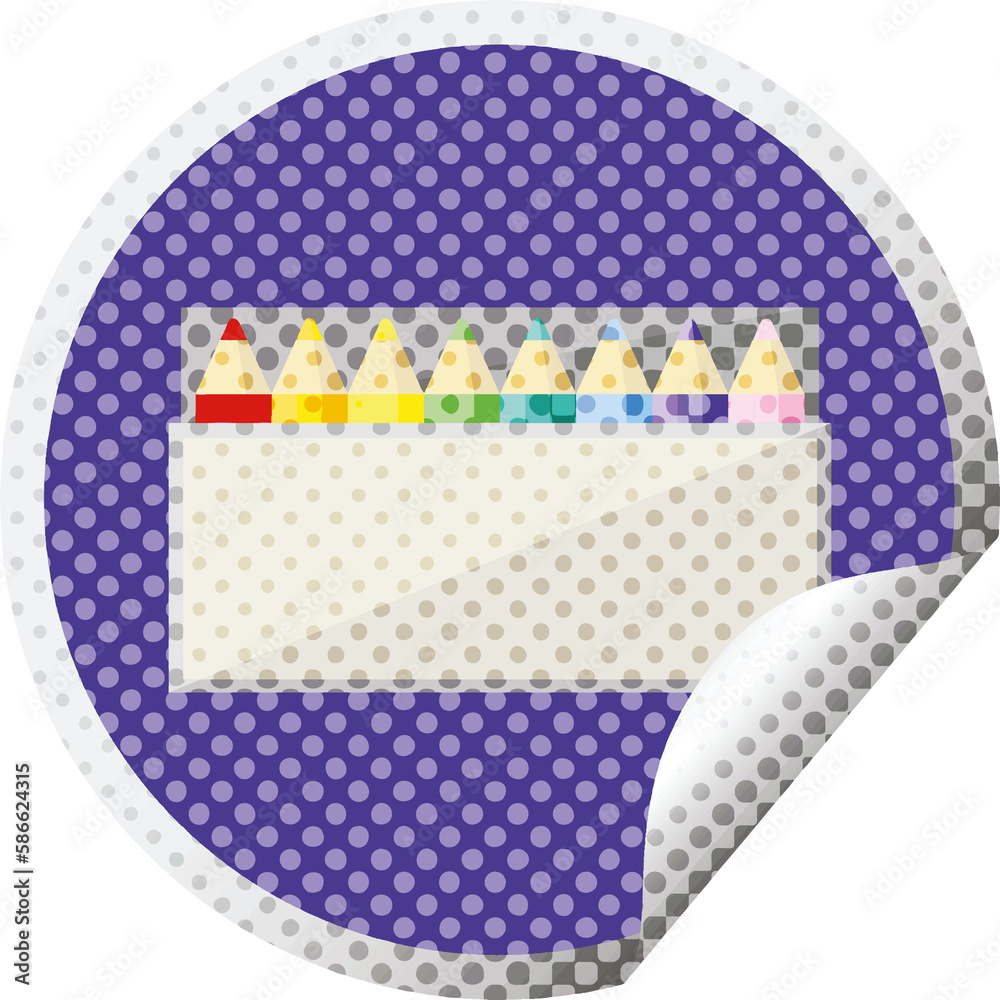 pack of coloring pencils graphic circular sticker pack of coloring pencils graphic circular sticker