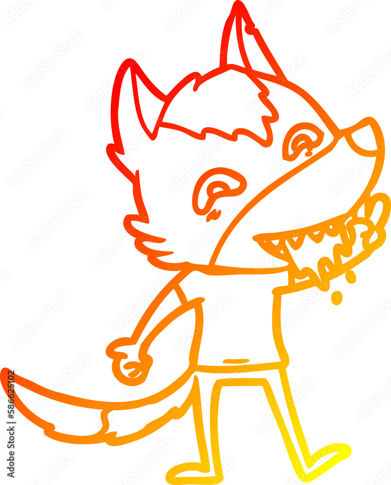 warm gradient line drawing cartoon hungry wolf warm gradient line drawing cartoon hungry wolf