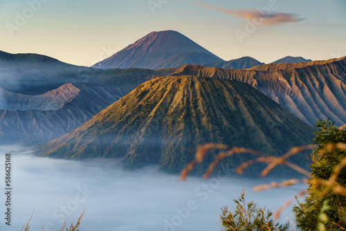 close up view of mount Semeru from Bromo at sunrise
