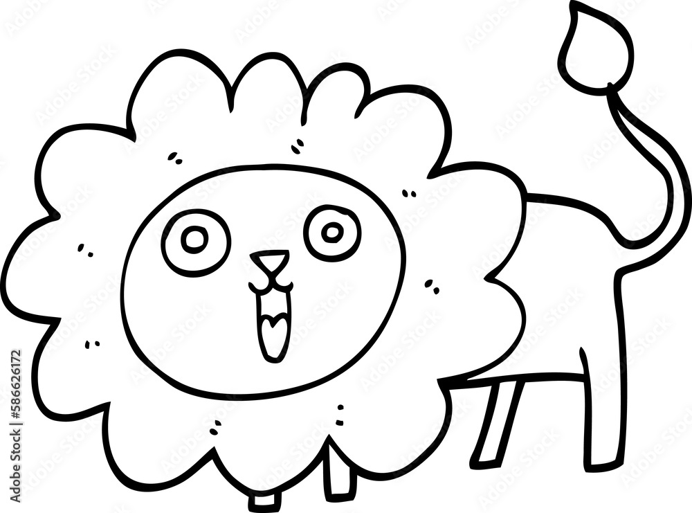 line drawing cartoon happy lion line drawing cartoon happy lion