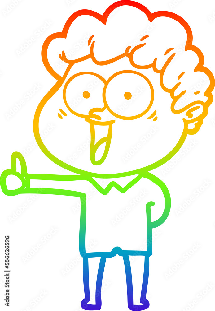 rainbow gradient line drawing cartoon happy man rainbow gradient line drawing cartoon happy man