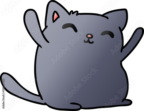 gradient cartoon of cute kawaii cat © lineartestpilot