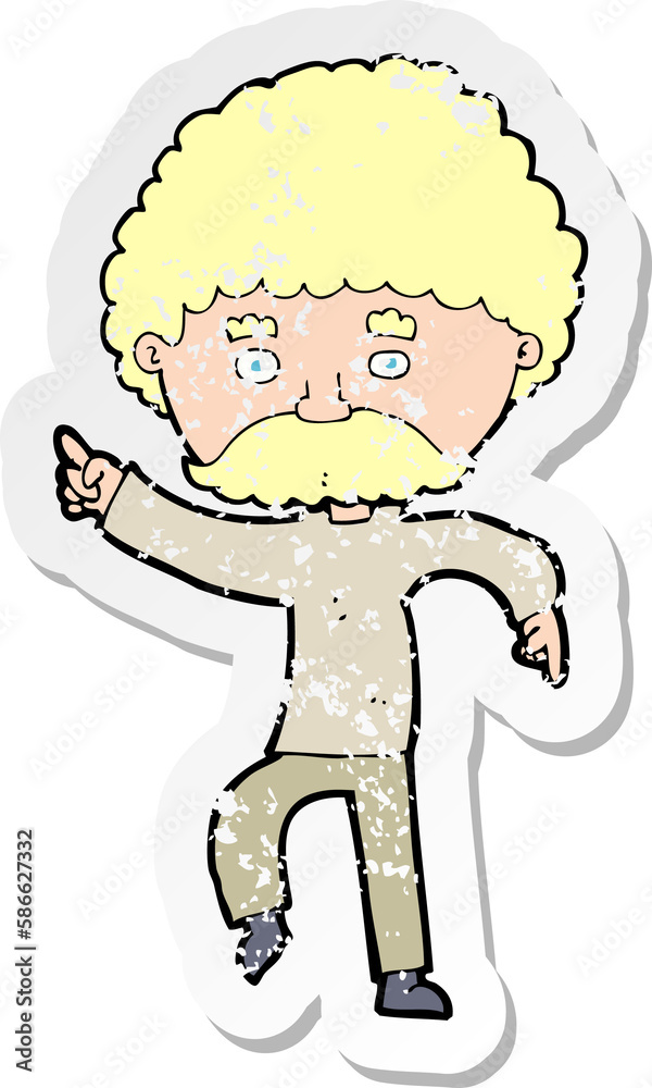 retro distressed sticker of a cartoon seventies style man disco dancing retro distressed sticker of a cartoon seventies style man disco dancing