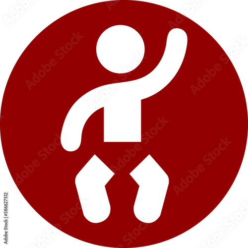 affiche pour signaler ou sont les toilettes pour changer les bébés représenté par un bébé en blanc dans un rond rouge
