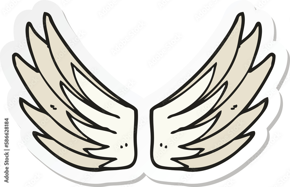 sticker of a cartoon wings symbol