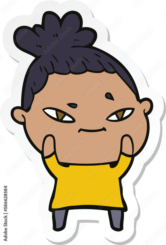 sticker of a cartoon woman