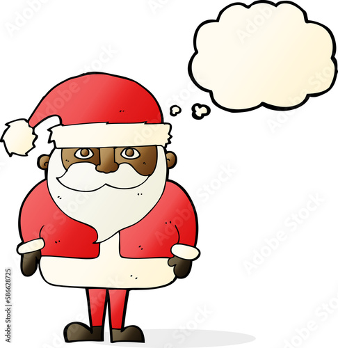 cartoon santa claus with thought bubble