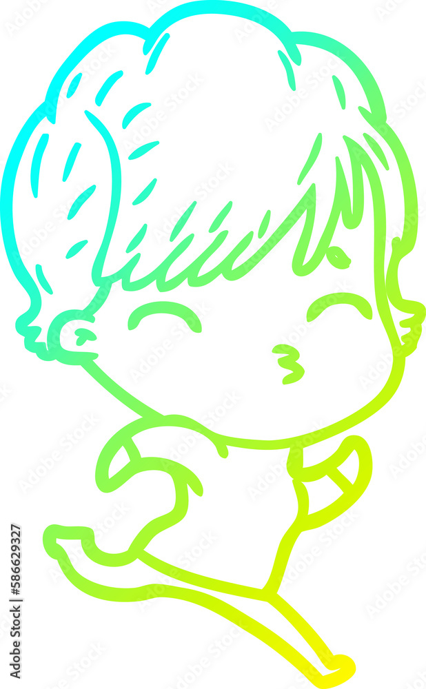 cold gradient line drawing cartoon woman thinking cold gradient line drawing cartoon woman thinking