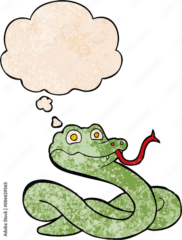 cartoon snake and thought bubble in grunge texture pattern style cartoon snake and thought bubble in grunge texture pattern style