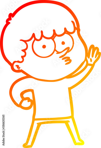 warm gradient line drawing cartoon curious boy
