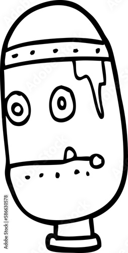 line drawing cartoon retro robot head