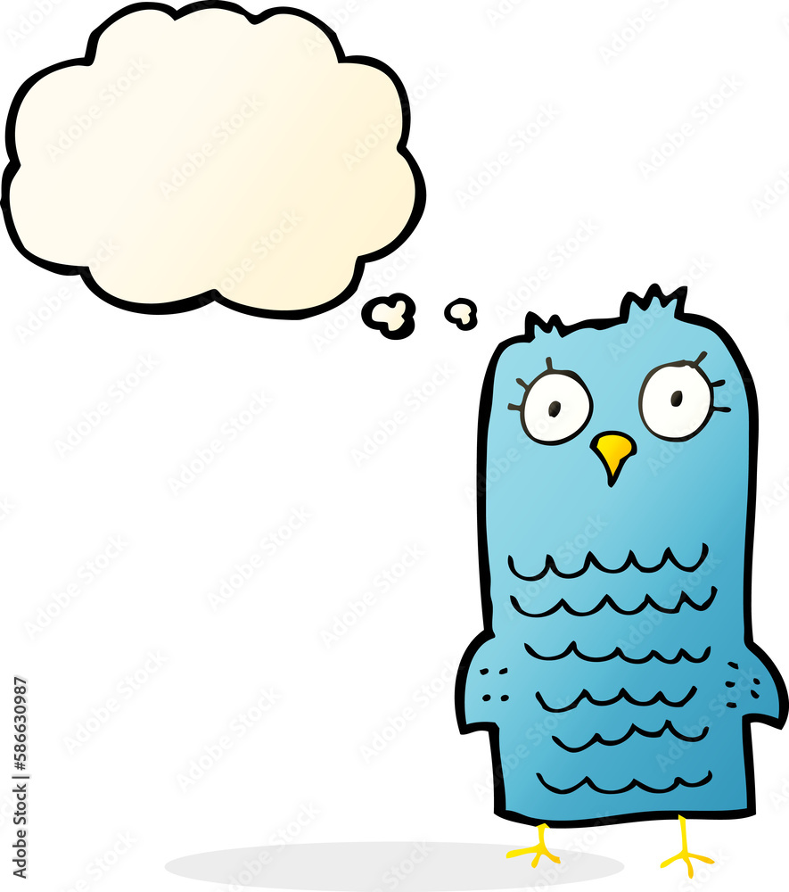 cartoon bird with thought bubble cartoon bird with thought bubble