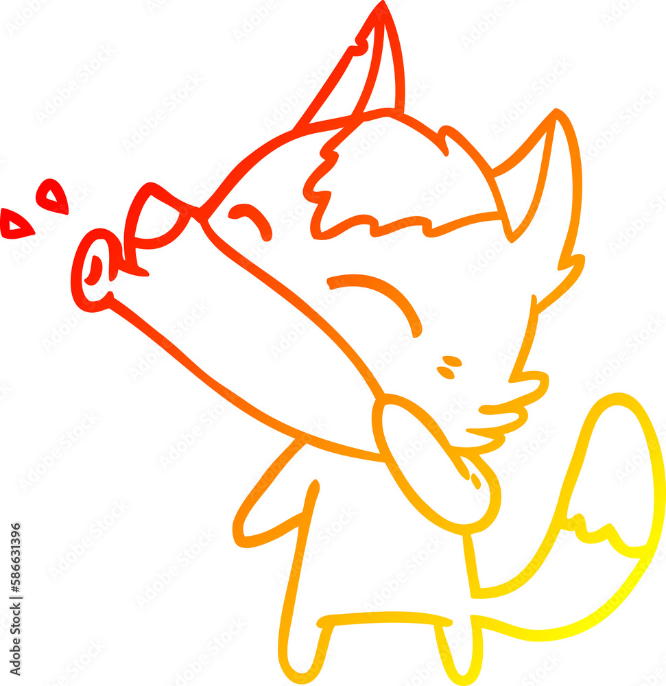 Obraz premium warm gradient line drawing howling wolf cartoon