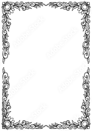 vector classic luxury floral ink frame illustration 