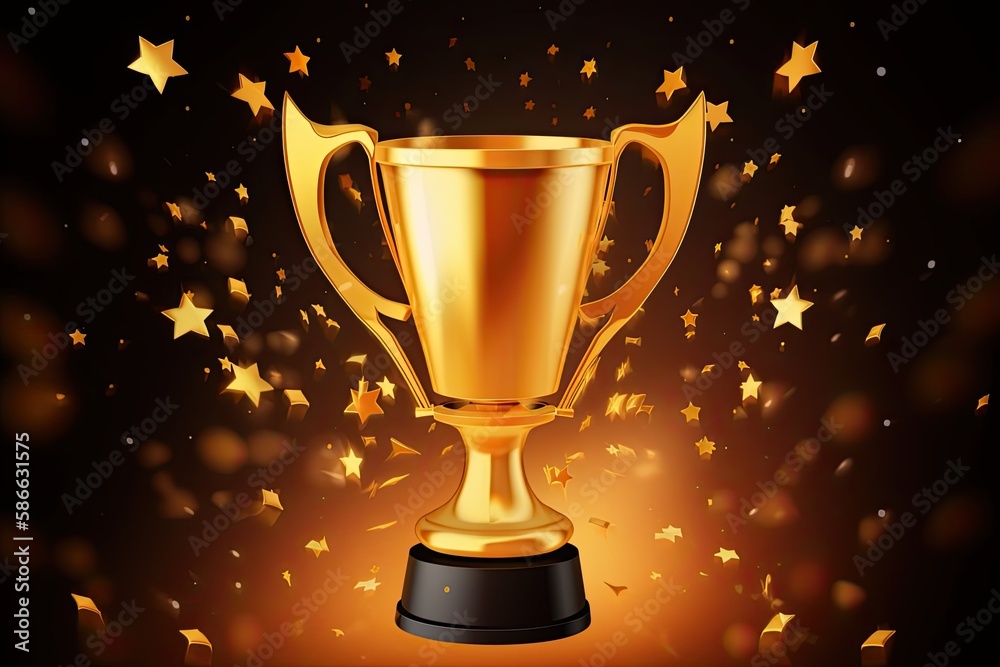 Celebrating Success: Winner Takes Home Elegant Gold Trophy at Award Ceremony. Generative AI Celebrating Success: Winner Takes Home Elegant Gold Trophy at Award Ceremony. Generative AI