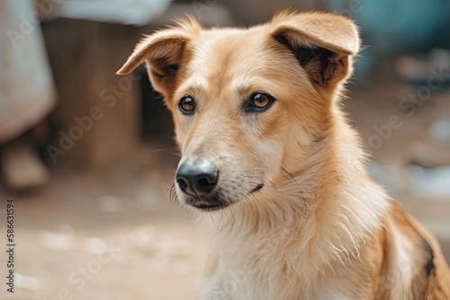 Adorable Stray Dog  A Portrait of a Homeless Pet Canino  Generative AI