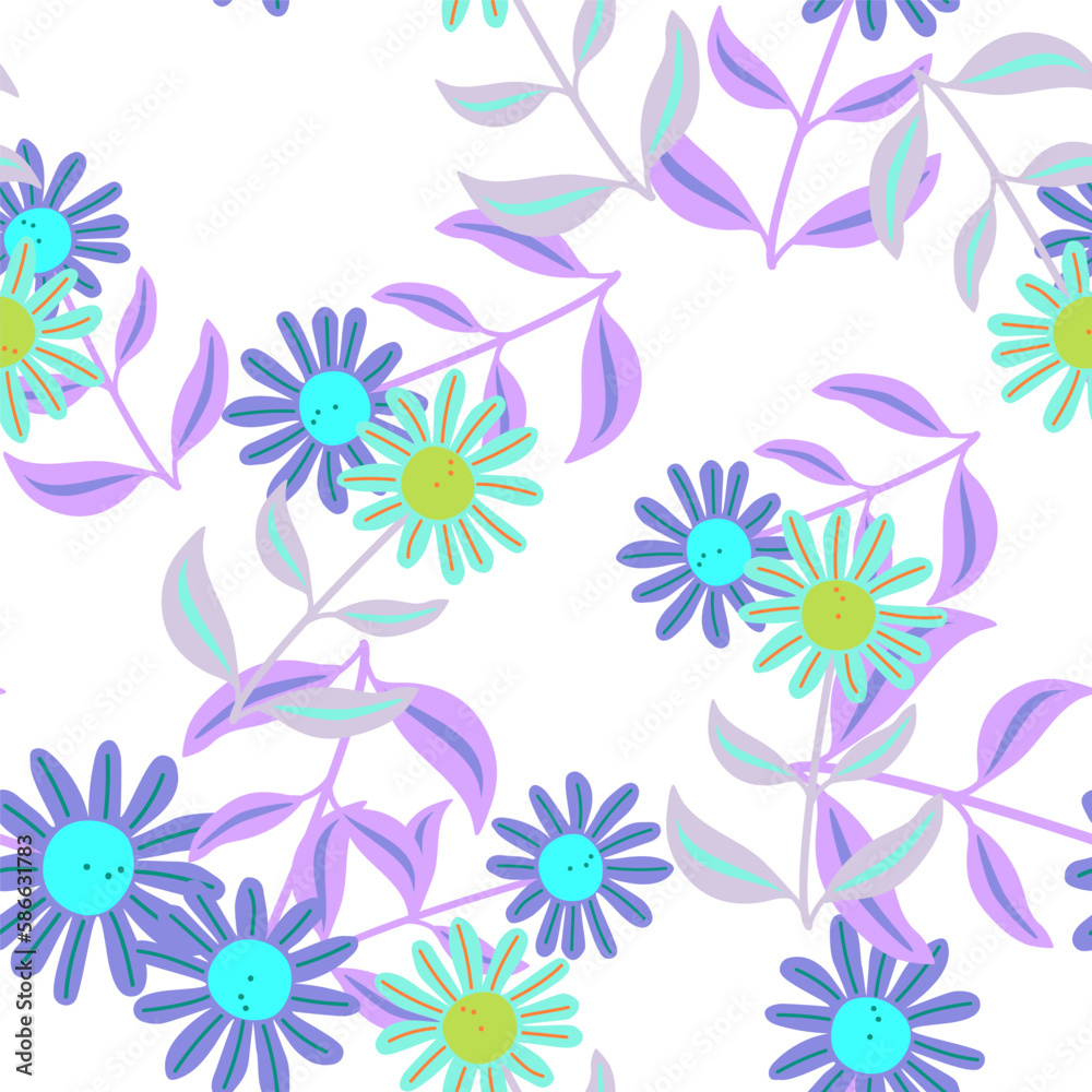Simple flower seamless pattern. Elegant botanical background. Abstract floral wallpaper.