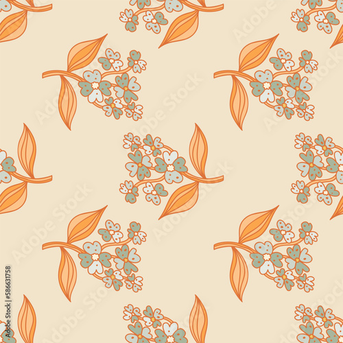 Seamless pattern with decorative flowers. Floral background. Cute plants endless backdrop.