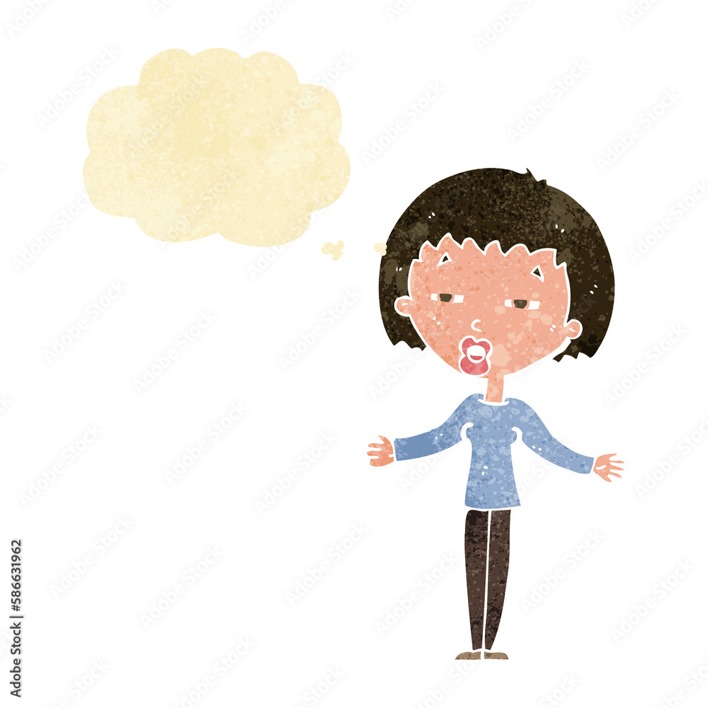 cartoon suspicious woman with thought bubble cartoon suspicious woman with thought bubble