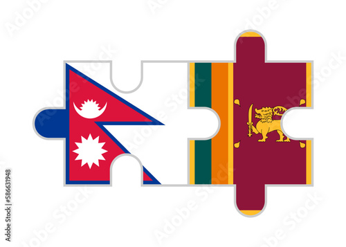puzzle pieces of nepal and sri lanka flags. vector illustration isolated on white background	