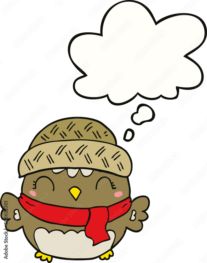 cute cartoon owl in hat and thought bubble cute cartoon owl in hat and thought bubble