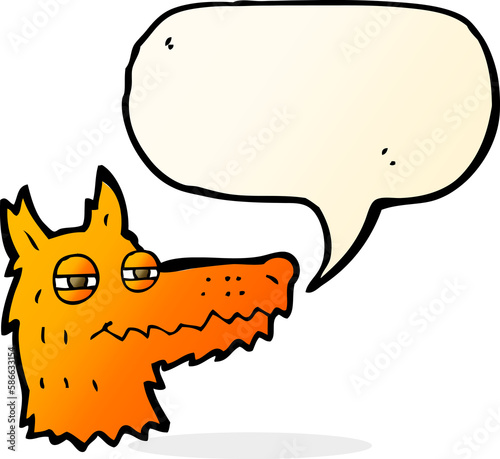 cartoon smug fox face with speech bubble