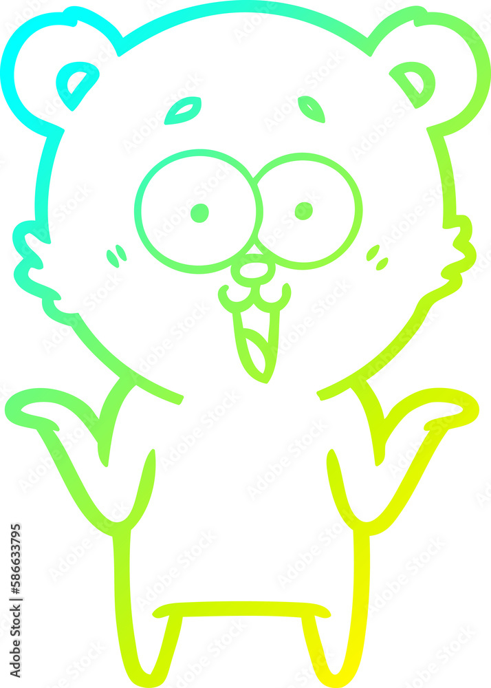 cold gradient line drawing laughing teddy bear cartoon cold gradient line drawing laughing teddy bear cartoon